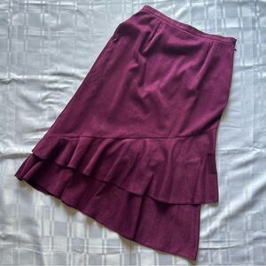 Jacques Bert Burgundy Micro Suede Full Length Layered Tulip Style Skirt